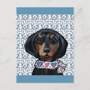 Postal Arte de Dachshund de Navidad