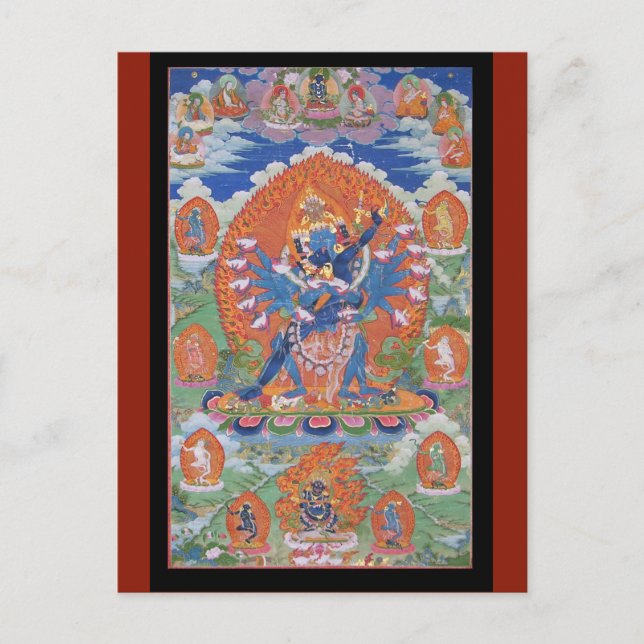 Postal Arte de deidad budista tibetana Hevajra (Anverso)