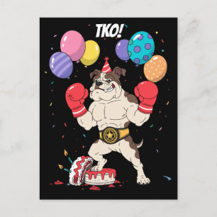 Postal Arte de Despedida de Cumpleaños Boxeador Bulldog T
