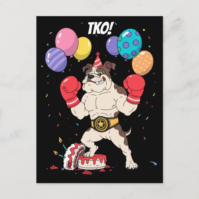 Postal Arte de Despedida de Cumpleaños Boxeador Bulldog T (Anverso)