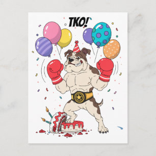Postal Arte de Despedida de Cumpleaños Boxeador Bulldog T