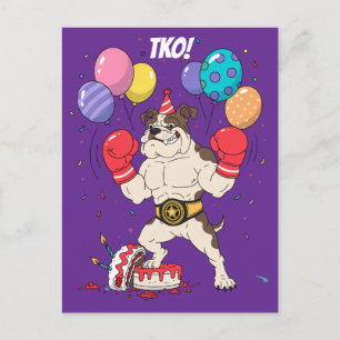 Postal Arte de Despedida de Cumpleaños TKO Boxeador Bulld