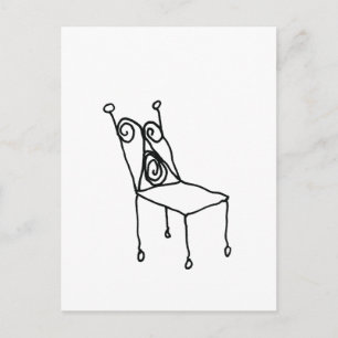 Postal Arte de dibujo de línea de silla