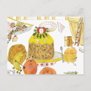 Postal Arte de dibujos animados de divertida tarta histór