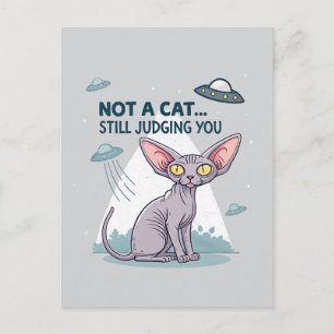 Postal Arte de dibujos animados sarcástico de gato Sphynx