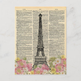 Postal Arte de diccionario de vintage Torre Eiffel románt