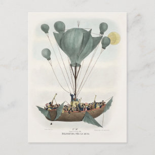 Postal Arte de Dirigible de Globo Antiguo