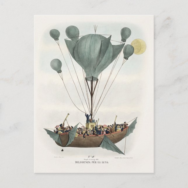 Postal Arte de Dirigible de Globo Antiguo (Anverso)