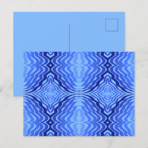 Postal Arte de diseño abstracto moderno de ondas azules r