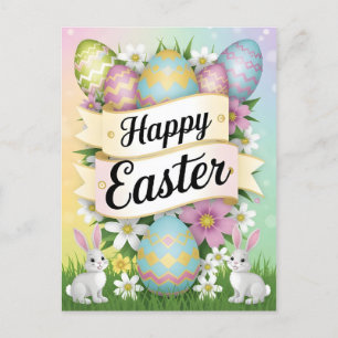 Postal Arte de diseño gráfico de pascua feliz
