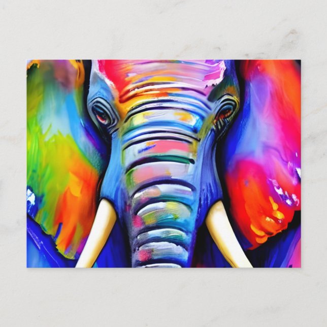 Postal Arte de Elefante Retrato (Anverso)