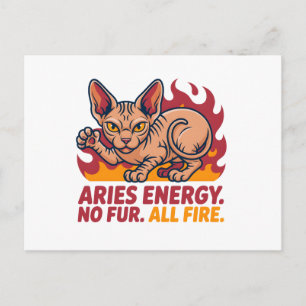 Postal Arte de Energía del Zodíaco de Fuego de Gato Sphyn