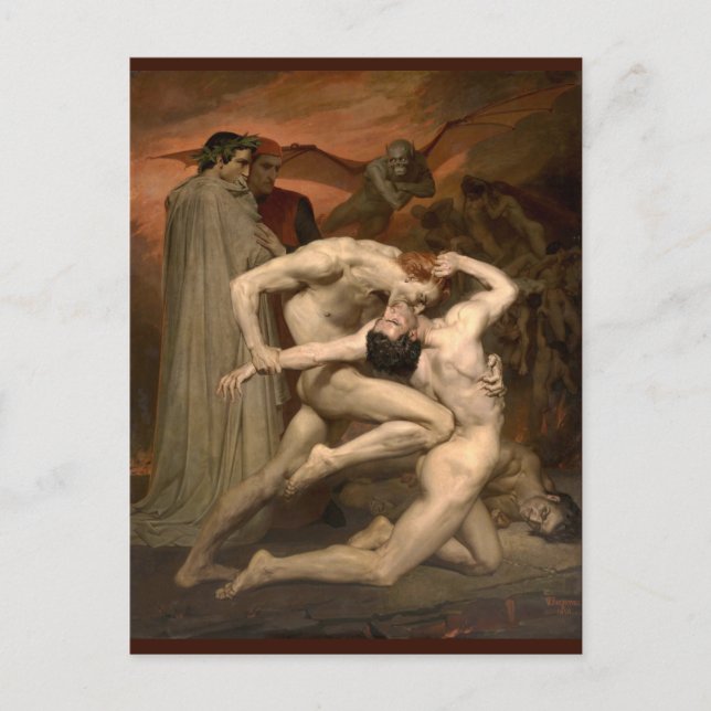 Postal Arte de época de Dante y Virgil Bouguereau (Anverso)