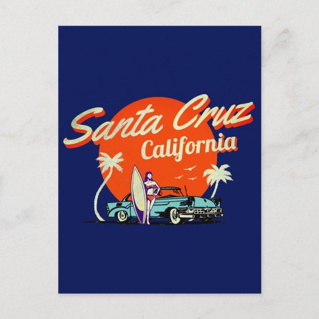 Postal Arte de época de Santa Cruz California (Anverso)