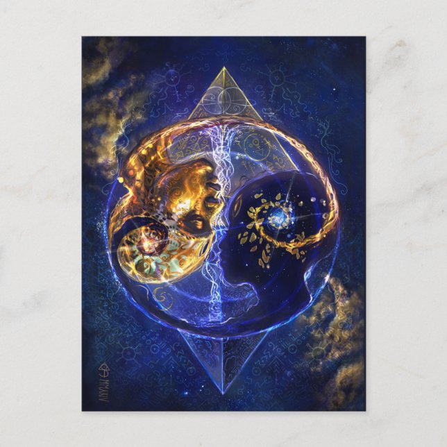 Postal Arte de equilibrio de llama gemela (Anverso)