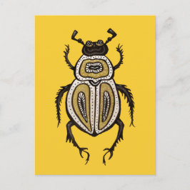 Postal Arte de escarabajo decorativo amarillo mucho más h