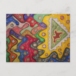 POSTAL ARTE DE ESTILO ABORIGINAL POR ARTISTA ORIGINAL