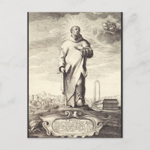 Postal Arte de estilo grabado antiguo de San Bruno de Col