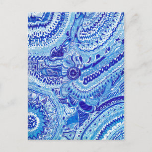 Postal Arte de estilo Royal Blue and White Ming