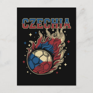 Postal Arte de fanático del fútbol retro de Chequia con p