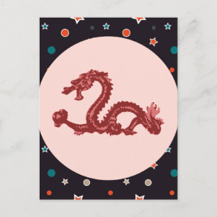 Postal Arte de fantasía con patrón de estrella de dragón 