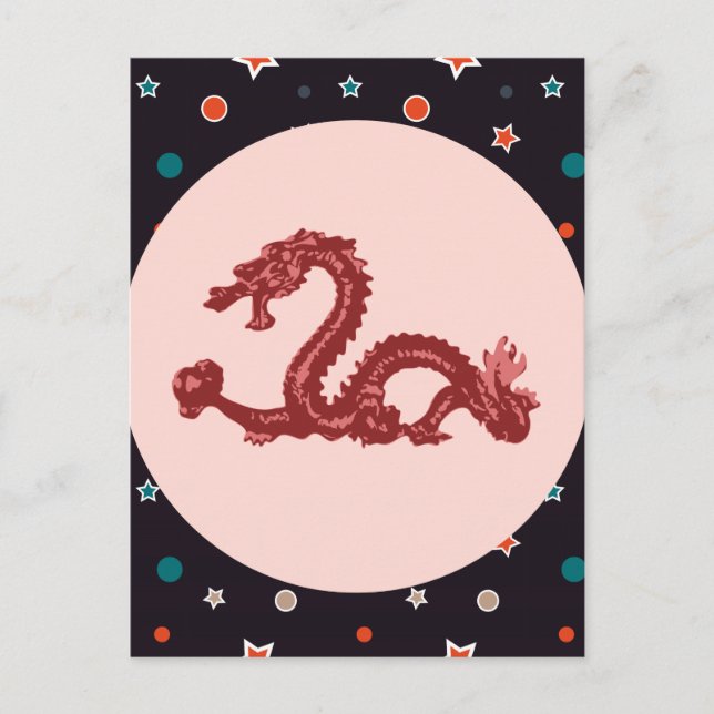 Postal Arte de fantasía con patrón de estrella de dragón  (Anverso)