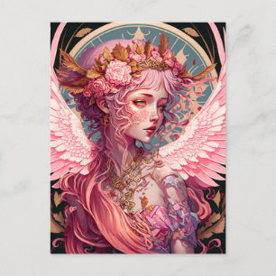 Postal Arte de fantasía de Angel Fairy Rosa