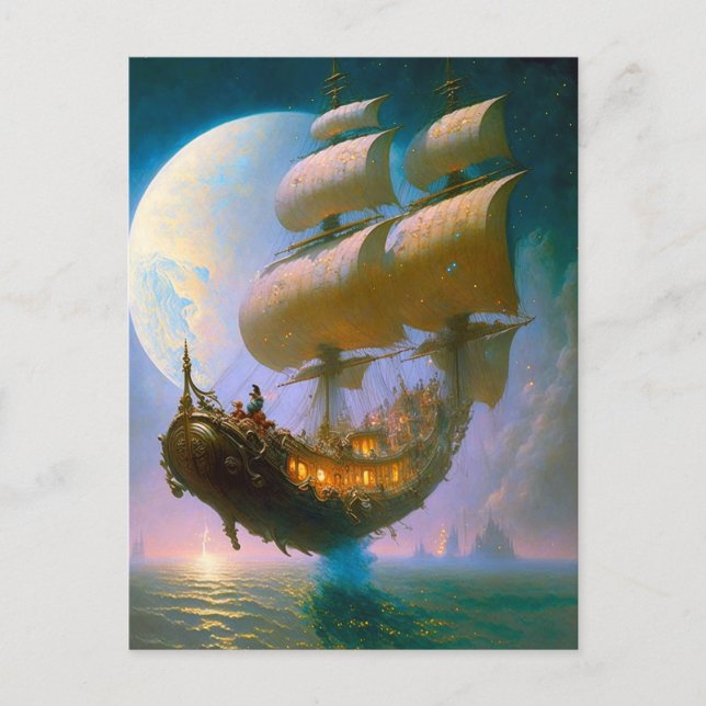 Postal Arte de fantasía de barco volador (Anverso)
