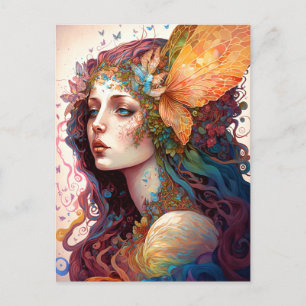 Postal Arte de fantasía de diosa arcoiris