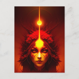 Postal Arte de fantasía de diosa de fuego