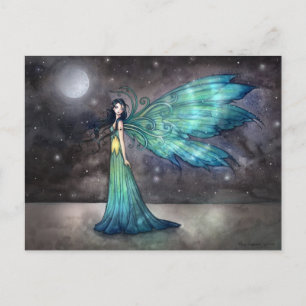 Postal Arte de fantasía de hada celestial de Aguamarina E