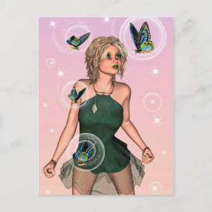 Postal Arte de fantasía de hada mariposa brillante