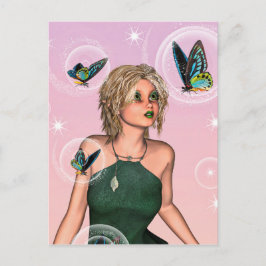 Postal Arte de fantasía de hada mariposa brillante