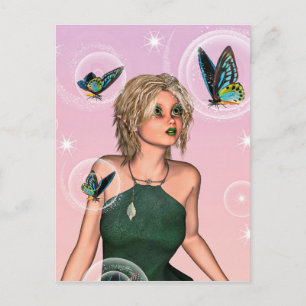 Postal Arte de fantasía de hada mariposa brillante