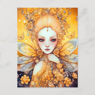 Postal Arte de fantasía de hadas amarillas