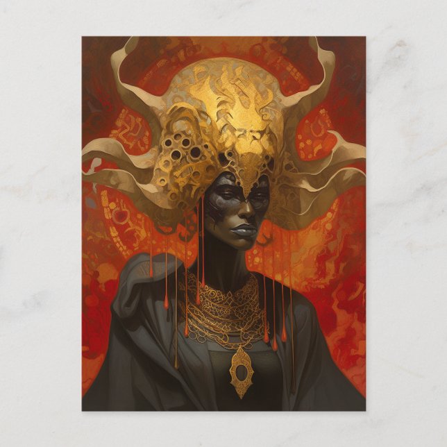 Postal Arte de fantasía de la diosa reina (Anverso)
