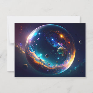 Postal Arte de fantasía de la galaxia de la burbuja cósmi
