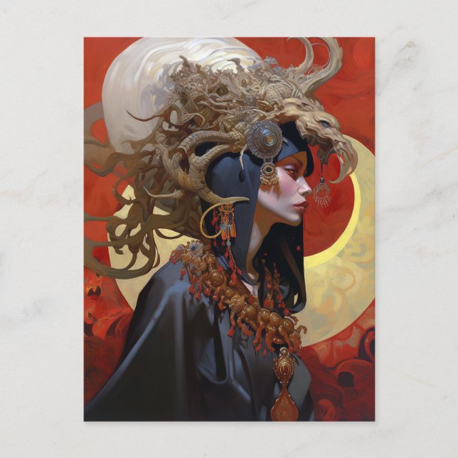 Postal Arte de fantasía de la Reina Demonio (Anverso)