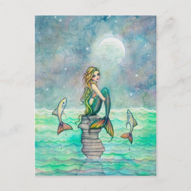 Postal Arte de fantasía de la sirena marina pacífica (Anverso)