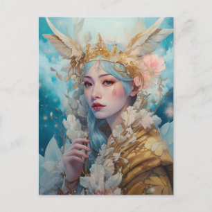 Postal Arte de fantasía de reina de la nieve