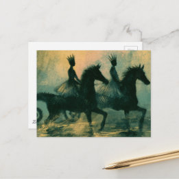 Postal Arte de fantasía de reinas en caballitos de mar