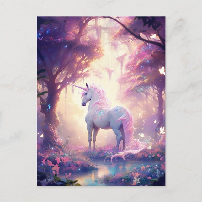 Postal Arte de fantasía de Unicorn (Anverso)
