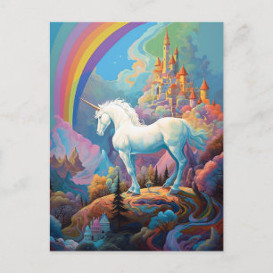 Postal Arte de fantasía de Unicorn