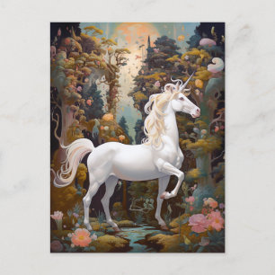 Postal Arte de fantasía de Unicorn