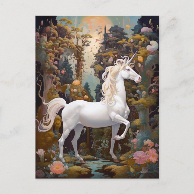 Postal Arte de fantasía de Unicorn (Anverso)