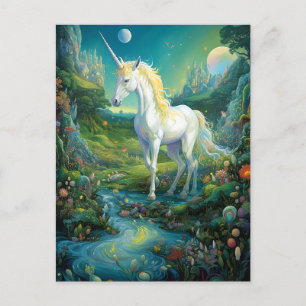 Postal Arte de fantasía de Unicorn