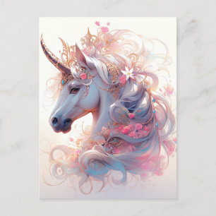 Postal Arte de fantasía de Unicorn