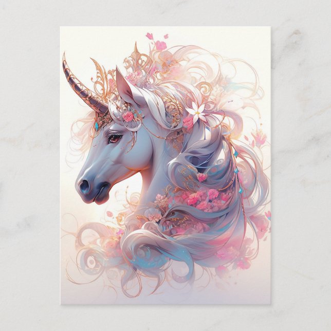 Postal Arte de fantasía de Unicorn (Anverso)