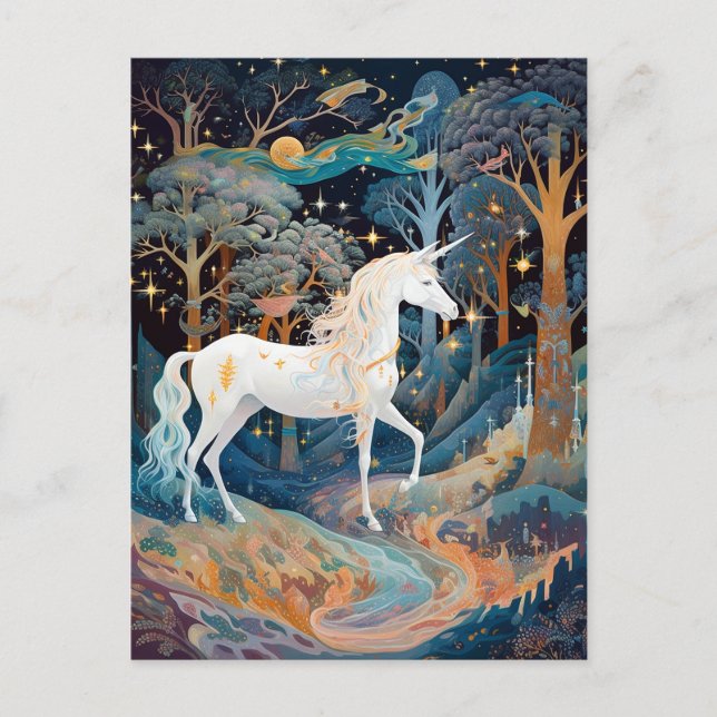 Postal Arte de fantasía de Unicorn (Anverso)
