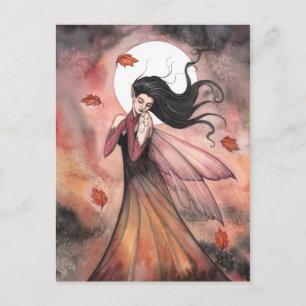 Postal Arte de fantasía gótica de hadas de sueños de otoñ